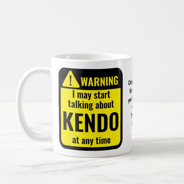 Mug Avertissement Personnalisé Drôle de Kendo (Gauche)