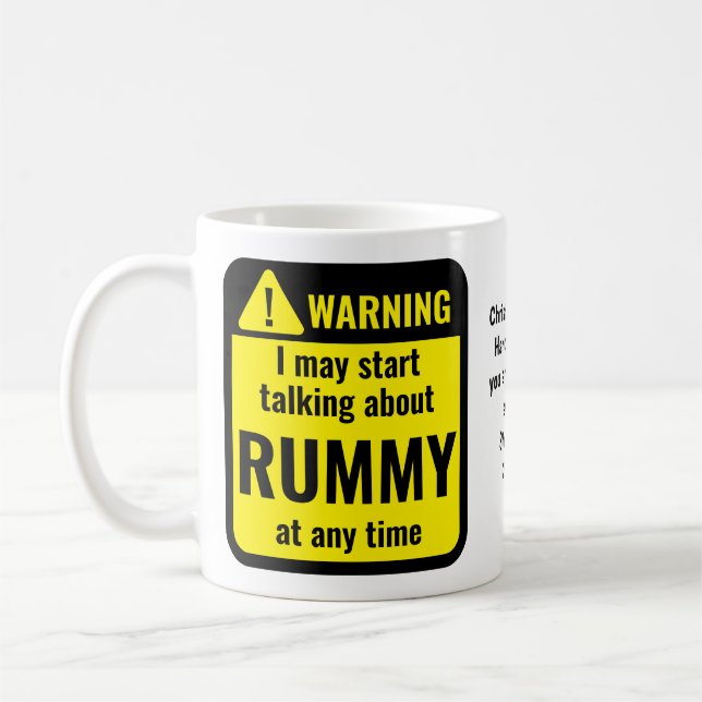 Mug Avertissement Personnalisé Drôle de Rummy (Gauche)