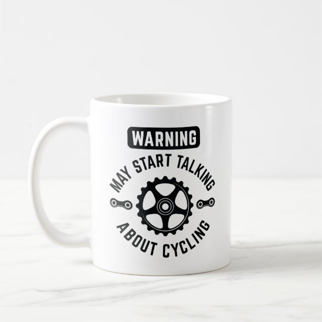 Mug Avertissement Peut Commencer À Parler De Cyclisme (Gauche)