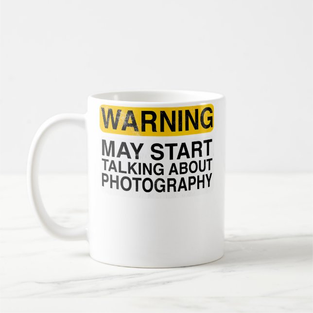 Mug Avertissement Peut Commencer à Parler de Photograp (Gauche)