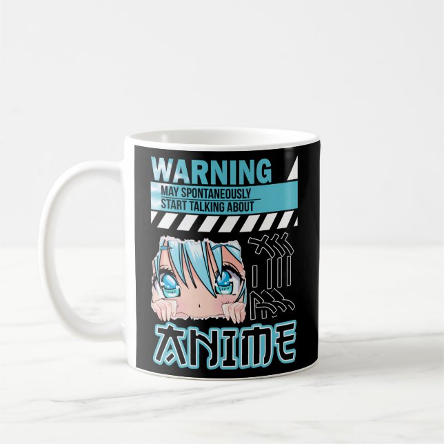 Mug Avertissement Peut Parler Spontanément D'Anime Man (Gauche)