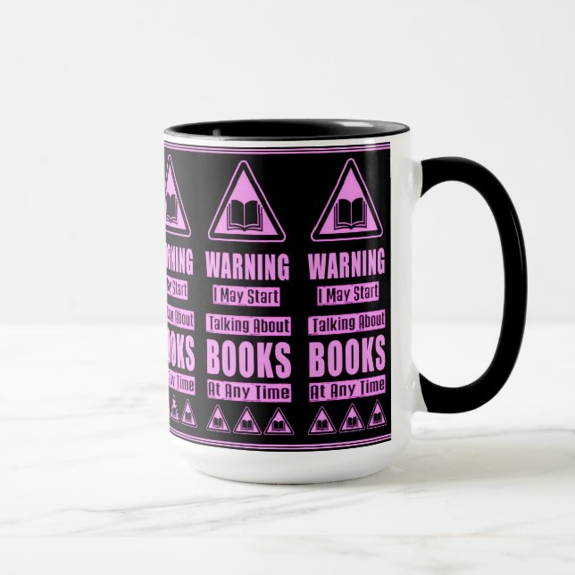 Mug Avertissement pour les amateurs de livres roses (Droite)