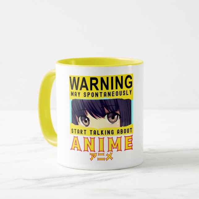 Mug AvertissementPeut Commencer Spontanément À Parler  (Devant gauche)
