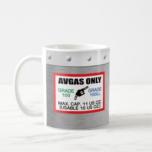 Mug AVGAS / 100LL carburant seulement 11 oz (Gauche)