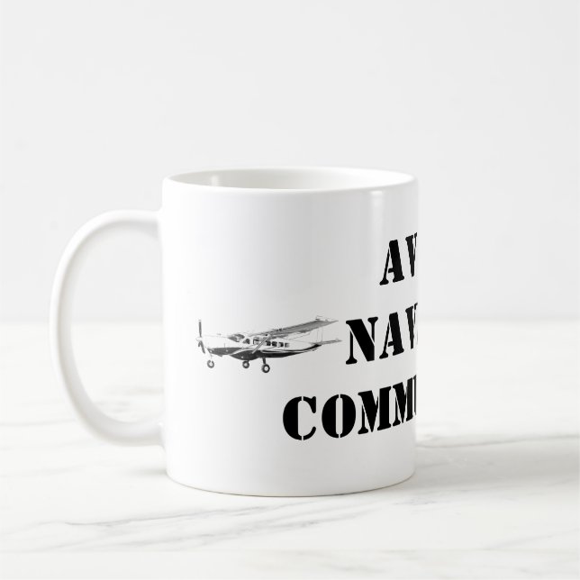Mug AVIATE NAVIGATE COMMUNIQUER le brouillard d'avion  (Gauche)