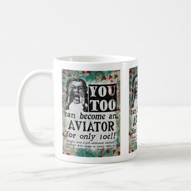 Mug Aviateur - Funny Vintage Retro (Gauche)