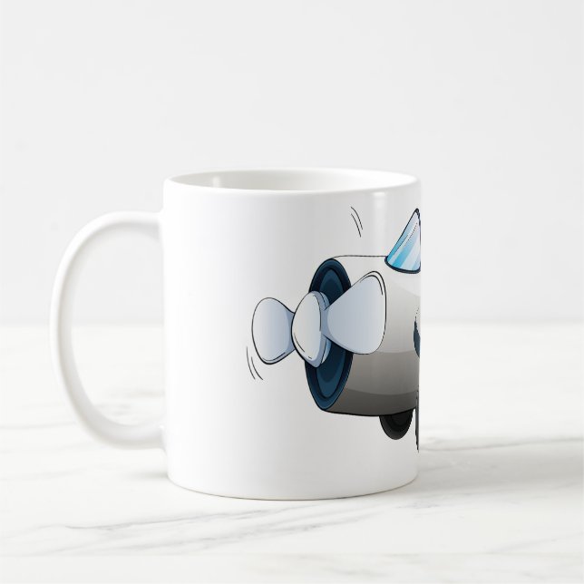 Mug Avion à hélice de dessin animé blanc Style Rétro V (Gauche)