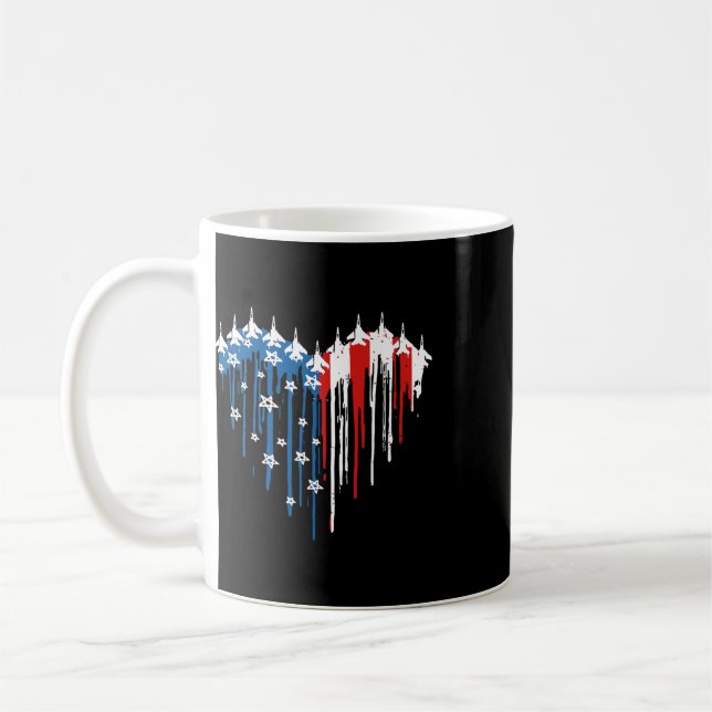 Mug Avion à réaction de chasse rétro Drapeau américain (Gauche)