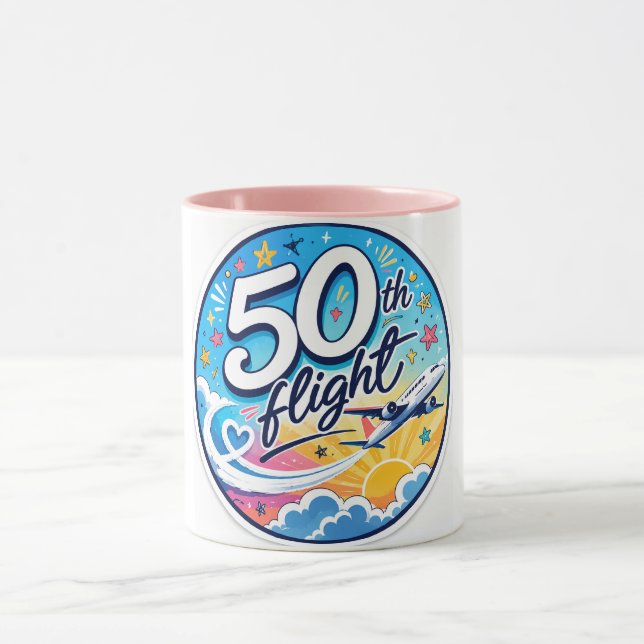 Mug avion de 50e vol souvenir coloré (Centre)