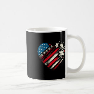 Mug Avion de chasse rétro Avion American Flag Heart 4t