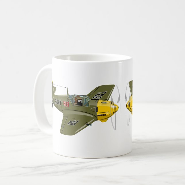 Mug Avion de chasseur rétro-dessiné (Devant gauche)