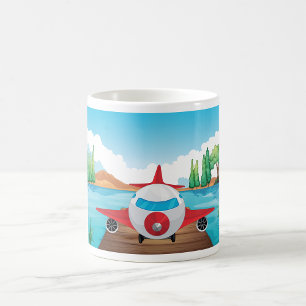 Mug Avion de dessin sur Lake Dock Amusement Travel Adv