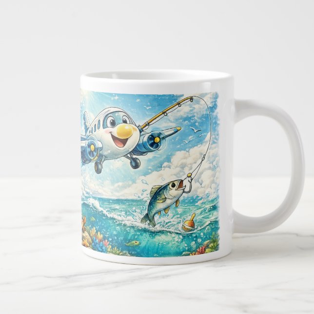 Mug Avion de Pêche Mignon – Café d'Aventure Océani (Droite)