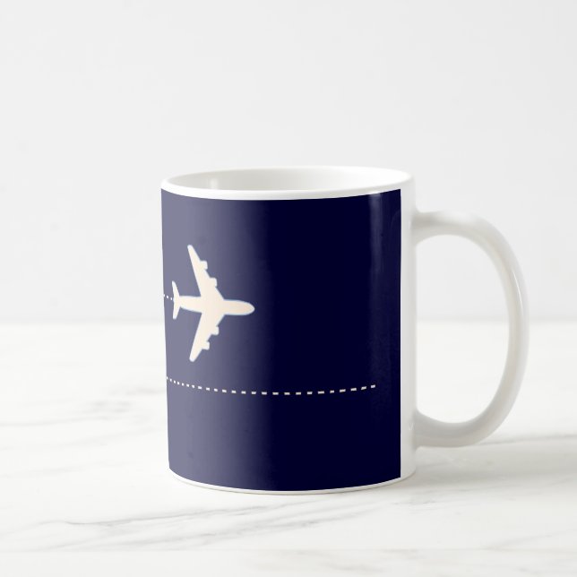 Mug avion de voyage avec ligne pointillée (Droite)