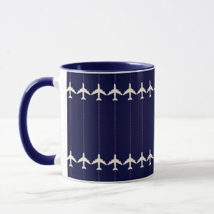Mug avion de voyage avec ligne pointillée