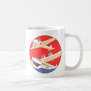 Mug Avion en vol vintage WPA coloré