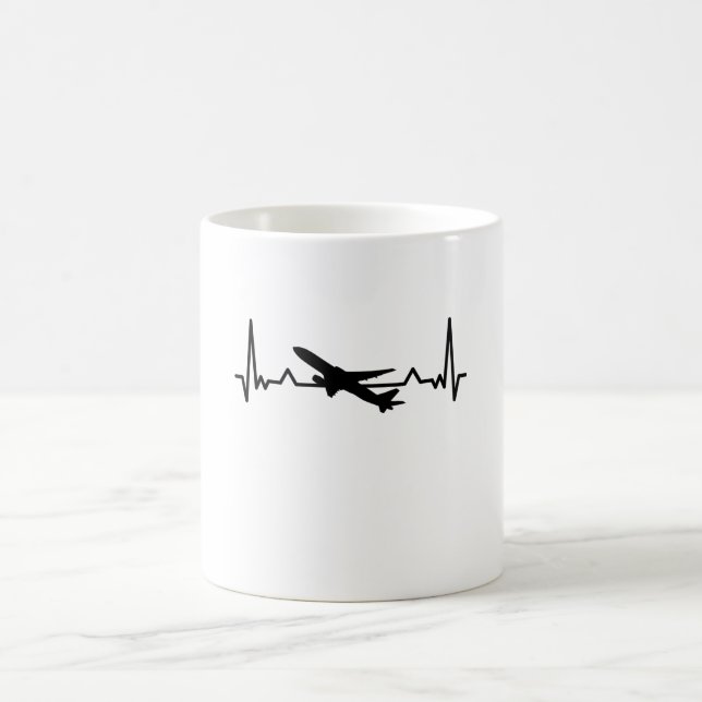 Mug Avion Pilote Heartbeat Planespotting Cadeaux (Centre)