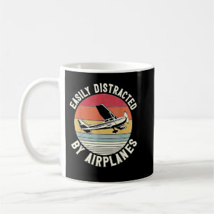 Mug Avion Pilote Vintage Rétro Facilement Distrait Par