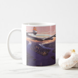Mug Avion vintage au-dessus de Hudson River, New York
