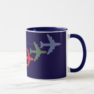 Mug avions de voyage colorés