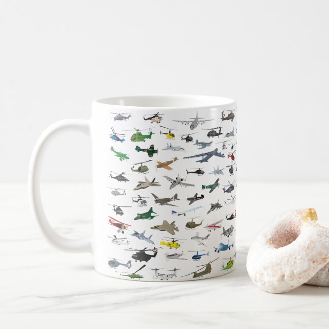 Mug Avions et hélicoptères colorés (Avec donut)