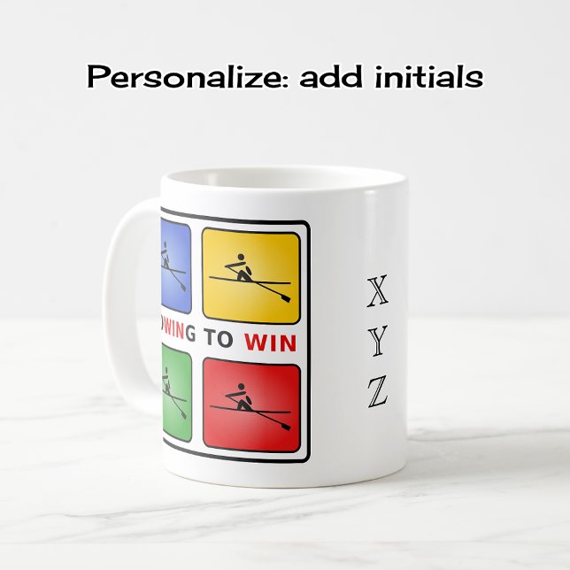 Mug Aviron pour gagner quatre couleurs initiales perso (Créateur téléchargé)
