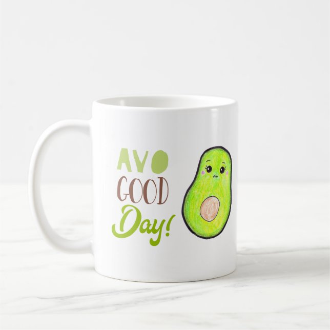 Mug Avo bonne journée Kawaii Avocado Tropical Fruit mi (Gauche)