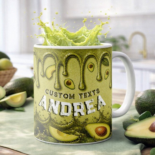 Mug Avocado Drip Retro Favor | Earthy Light Green Name (Créateur téléchargé)