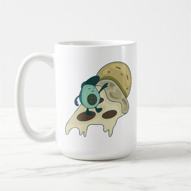 Mug Avocado vert surf sur une tranche de pizza (Gauche)