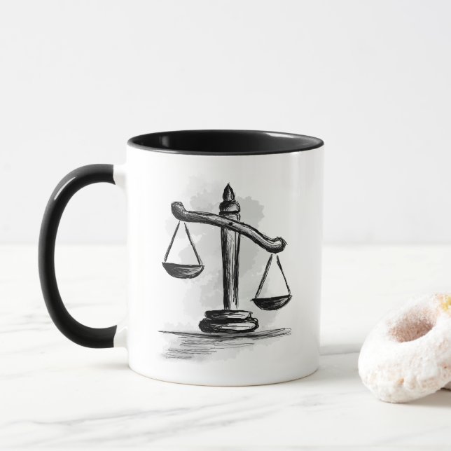 Mug Avocat. Avocat à la loi. Cadeau. Échelles de justi (Avec donut)