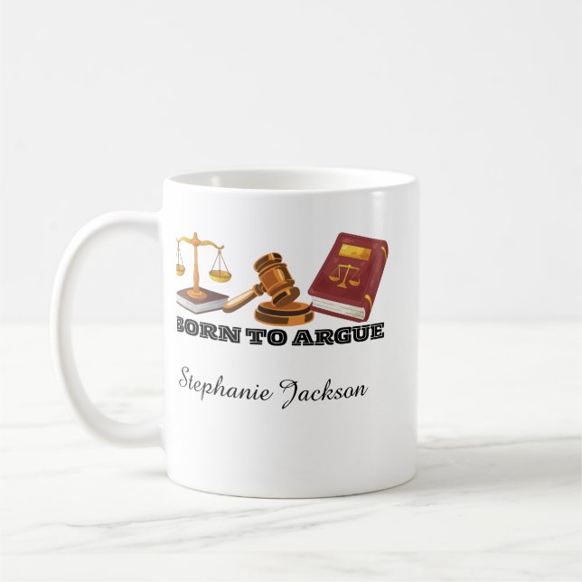 Mug Avocat drôle né pour argumenter (Gauche)