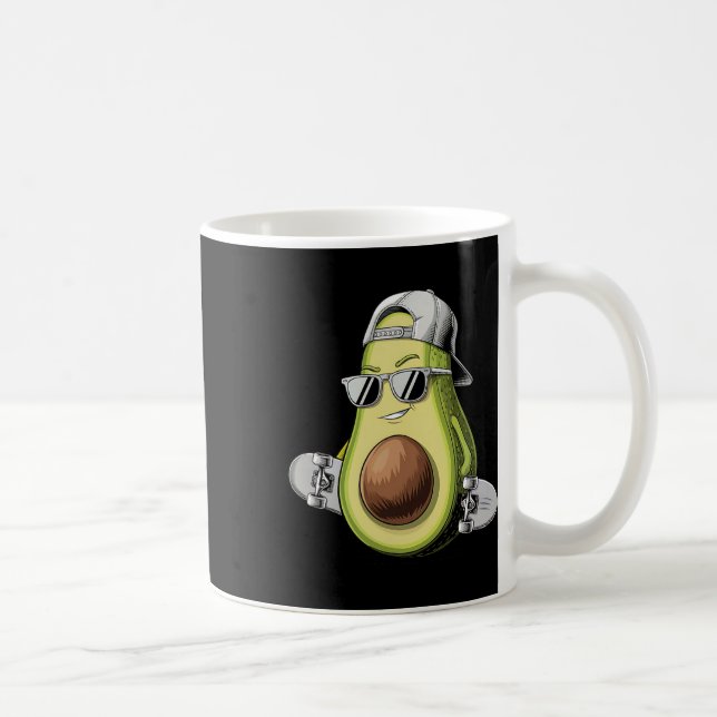 Mug Avocat Skateboard Cool Avocat Avec Casquette  (Droite)
