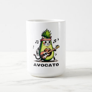 Mug Avocato - Drôle Pixel Art Avocado Cat jouer basse