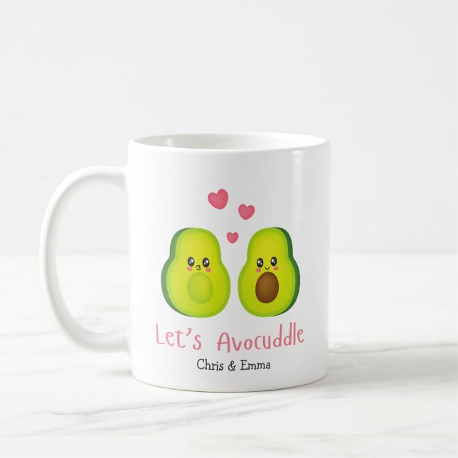 Mug Avocuddle - Avocado Couple Names personnalisés (Gauche)