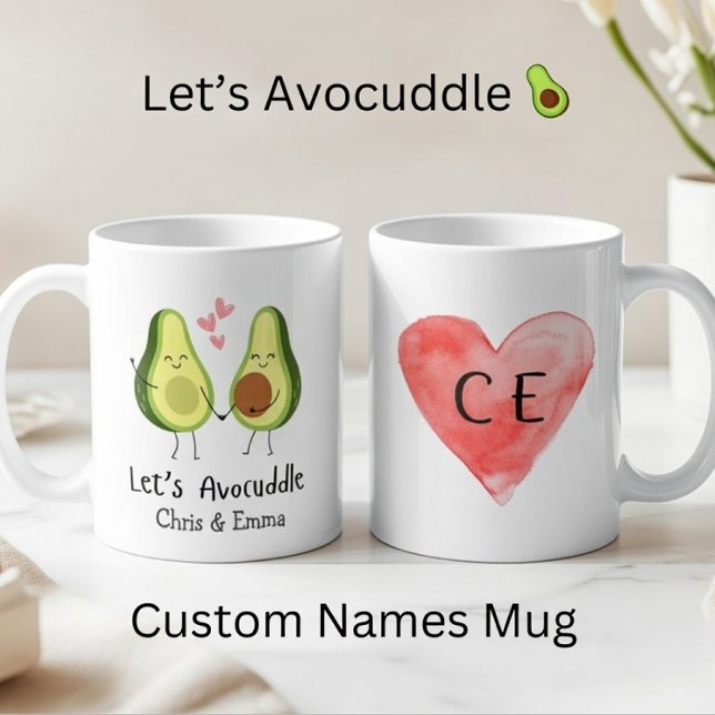 Mug Avocuddle - Avocado Couple Names personnalisés (Créateur téléchargé)