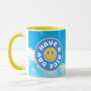 Mug Avoir un joyeux jour visage jaune poignée