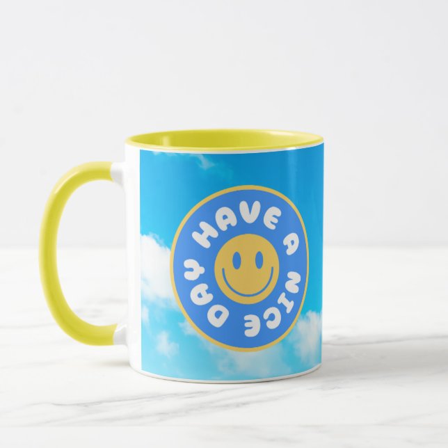Mug Avoir un joyeux jour visage jaune poignée (Gauche)