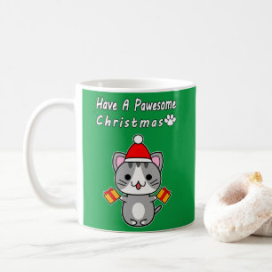Mug Avoir un Noël Pawesome - Chat Gris Tabby