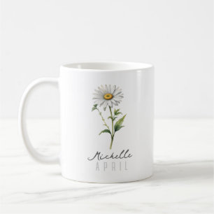 Mug Avril Mois de naissance Fleur avec nom - Daisy