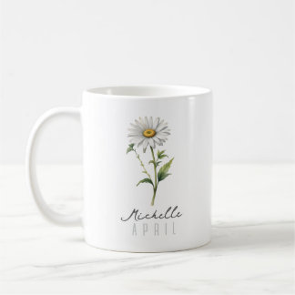 Mug Avril Mois de naissance Fleur avec nom - Daisy