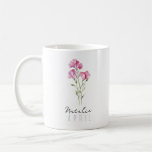 Mug Avril Mois de naissance Fleur avec nom - Pois doux