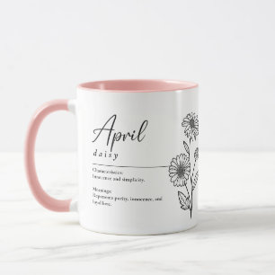 Mug Avril Mois de naissance Fleur Daisée Minimaliste