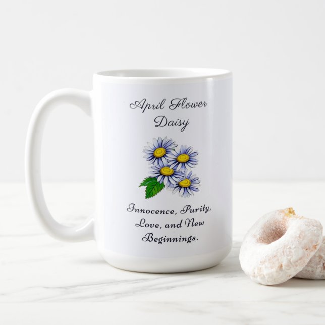 Mug Avril Mois de naissance Fleur Daisy Fresque et Sim (Avec donut)