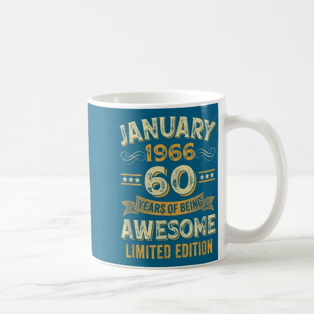 Mug Awesome Vintage January 1966 60th Birthday  (Droite)