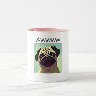 Mug Aww yeux brun carlin mignon adorable chiot chien