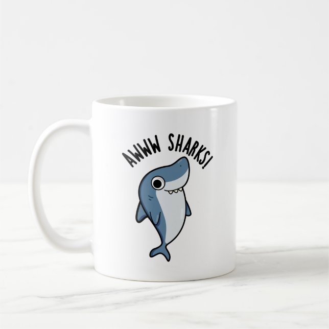 Mug Awww Sharks Funny Animal Pun (Gauche)
