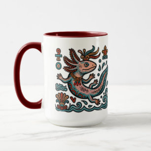 Mug Axolotl aztèque Xolotl pierre érodée art tribal bo