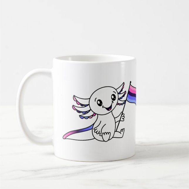 Mug Axolotl mignon avec drapeau de fierté omnisexuel L (Gauche)