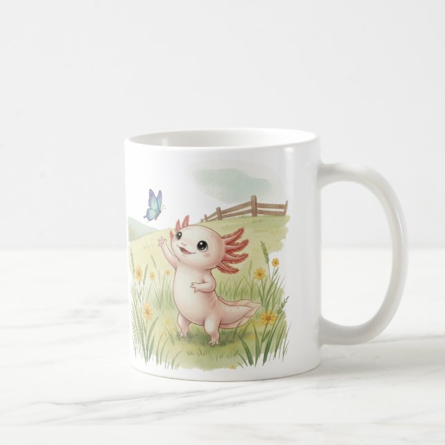 Mug Axolotl Mignon Chassant Papillon (Droite)