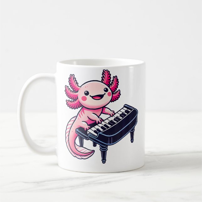 Mug Axolotl Playing Piano Axolotls Musician Music (Gauche)
